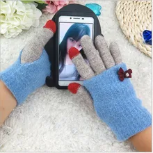 Осенне-зимняя обувь модные женские Перчатки многофункциональный сенсорный экран мобильного Перчатки кашемировая шерсть двухслойные теплые Перчатки A160
