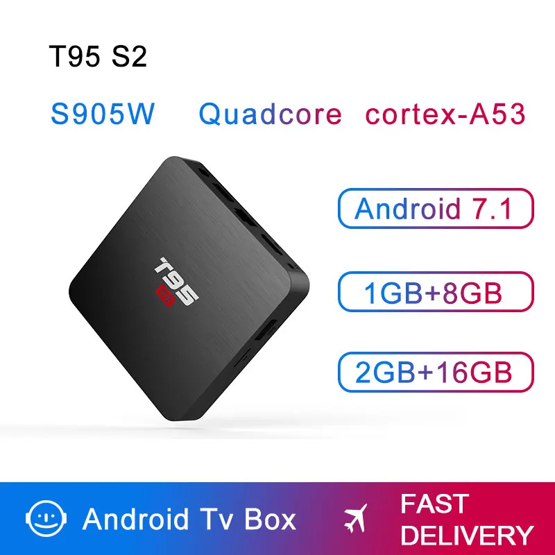 T95 S2 ТВ BOX Android OS 7,1 Smart ТВ Box 2 Гб 16 GB Amlogic S905W 4 ядра 2,4 ГГц Wi-Fi Set top box 1 GB 8 GB T95S2 PKx96mini