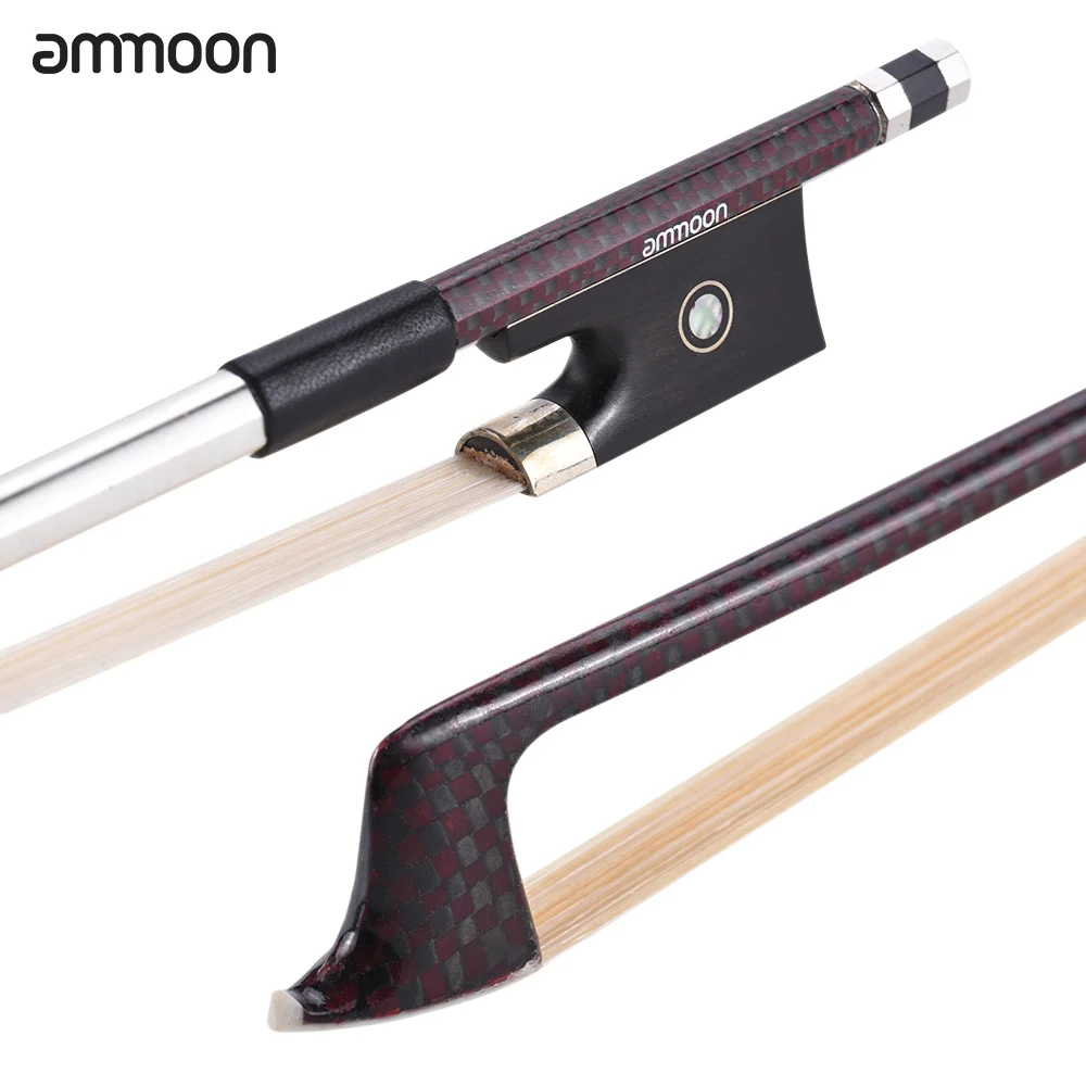 

ammoon 4/4 Full Size Violin Bow Well Balanced Fiddle Bow Carbon Fiber Round Stick Exquisite Horsehair Ebony Frog Violin Parts
