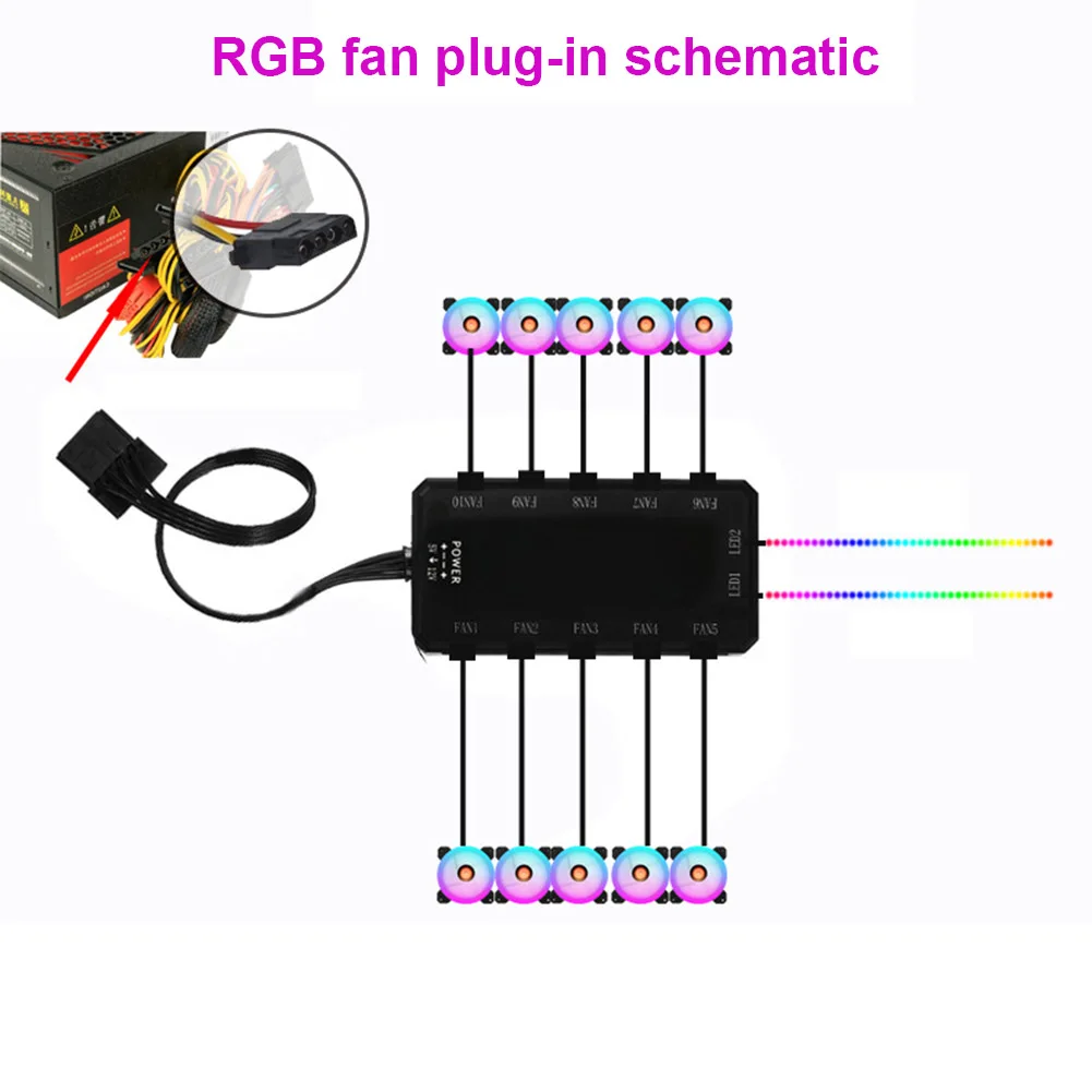 Радужные огни RGB регулируемый цветной вентилятор охлаждения 120 мм светодиодный компьютерный бесшумный чехол контроллер вентилятора SD998