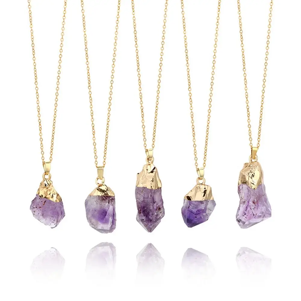 100% Natural Purple Crystal Amethyst Quartz Pendant Healing Chakra Gemstones 