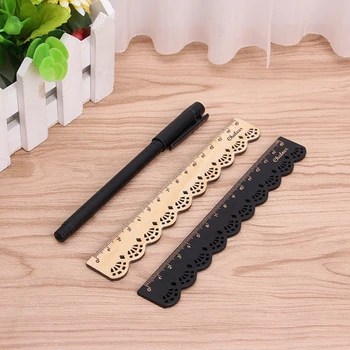 

2020 New Lace Wood Straight Ruler Hollow Student Stationery Measuring Tool