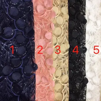 

2018 New pattern 5yards/bag ax67# 5colour Add 3D flowers tulle mesh lace fabric for bridal wedding dress/sawing