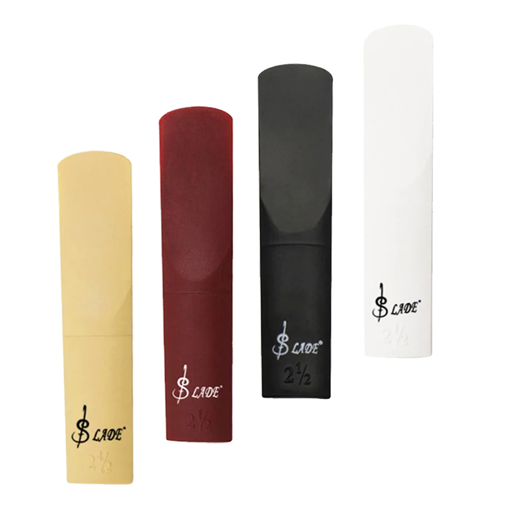 

ABS Plastic Alto Sax Saxophone Reed 2.5 Strength for Wind Instrument Parts Accessories 71x16x3mm Yellow/Red/Black/White