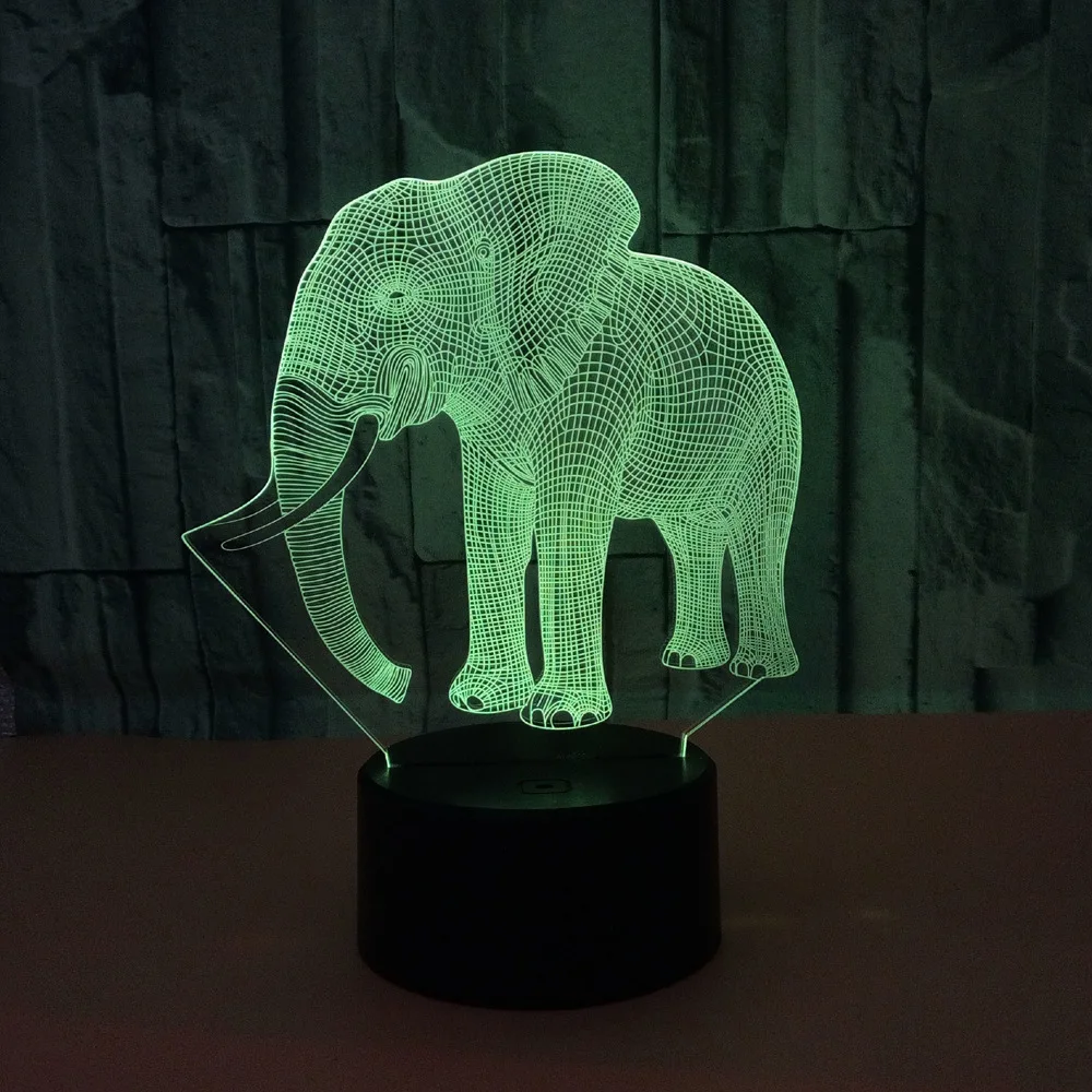 New Elephant 3d Lamp IllusionLed Acrylic Visual Stereo Light Touch Usb