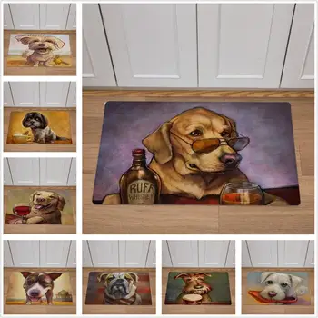 

Cute Cartoon Pet Dog Print Doormat 46*76cm PVC Leather Floor Mats kitchen Bathroom Waterproof Non-slip Rugs Home Decor Carpet