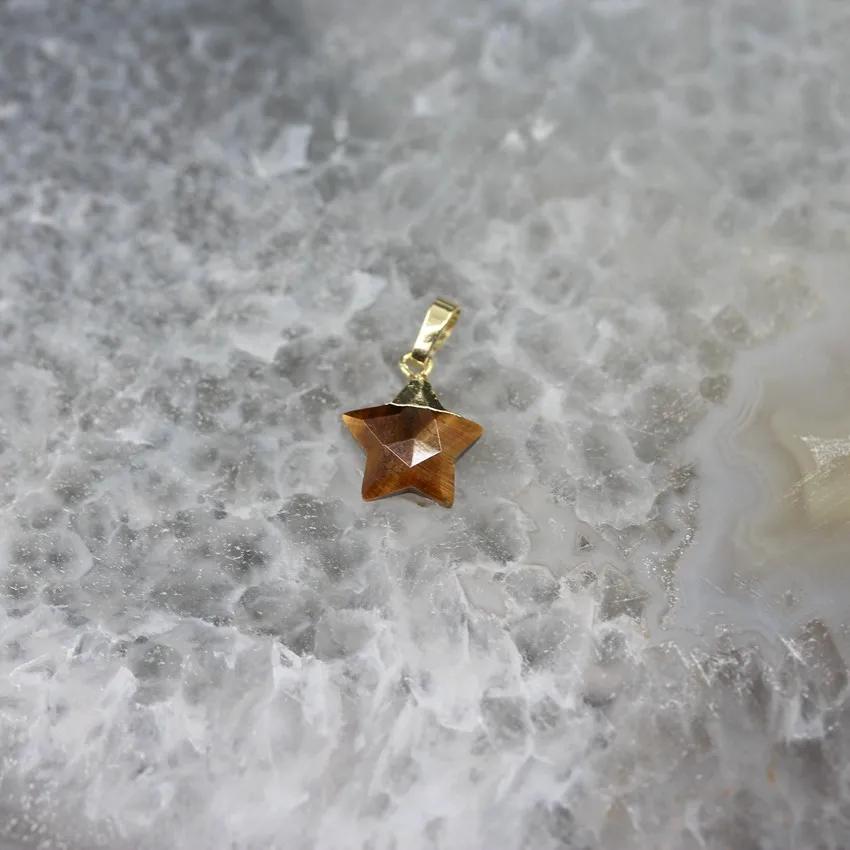 3-10pcs Star Pendants Jewelry Supplies,faceted Stars Gemstones Gold Charms  for Jewelry Making,natural Shell,quartz Crystal,labradorite Bead 