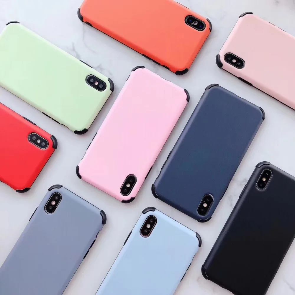 Case For iPhone Xr X Xs Max Cover Korean Candy Color Soft Silicone Shockproof Phone Cases 7 8 Plus 6S Coque |