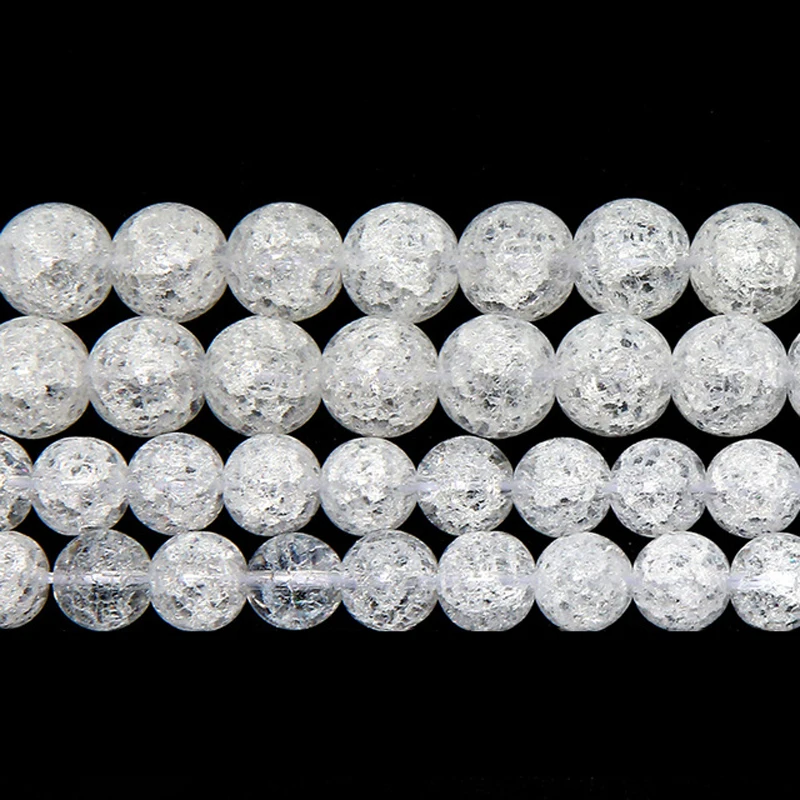 

New Arrival Natural White Snow Cracked Crystal Stone Beads 40cm/strand 4mm/6mm/8mm/10mm Pick Size For Jewelry Making