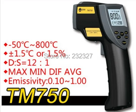 

Tecman genuine TM750 Handheld infrared thermometer non contact thermometer temperature gun -50C~800C Temperature measurement