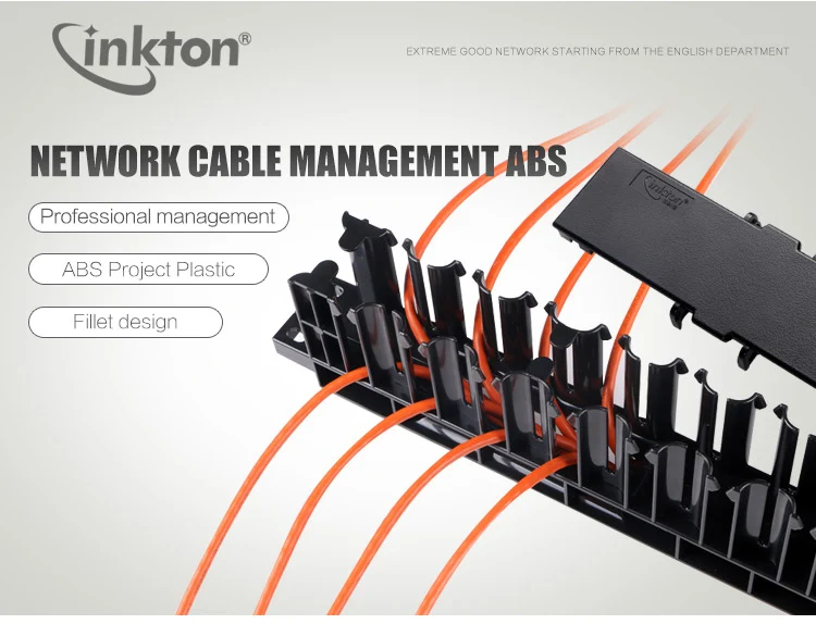 Inkton 12 портов ABS инженерный пластик управление кабелем 1U 19 ''черные патч-панели сетевой стеллаж кабель Lan адаптер управление