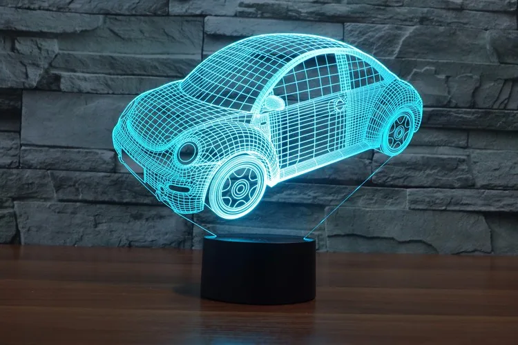 Новые модели автомобилей 3D настольные лампы светодиодный ночной Светильник ламинария кровать свет украшения для детских игрушек жуки Volkswagen аксессуары для Polo