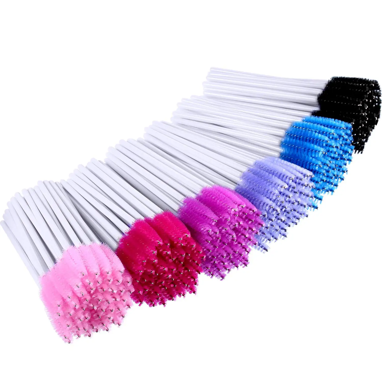 100Pcs Disposable Mascara Wands Eyelash Extension Brush Applicator Spoolers Eye Lashes Cosmetic Cleaning Brush 5 Colors