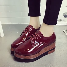 Mode plattformpumpen 2017 frauen hohe schuhe leder keilferse spitz schnürung pumpen