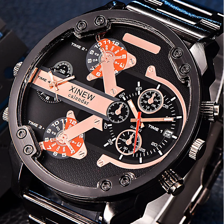 Military Quartz Watch Man Big Face Wristwatch Date Display Mens Watches