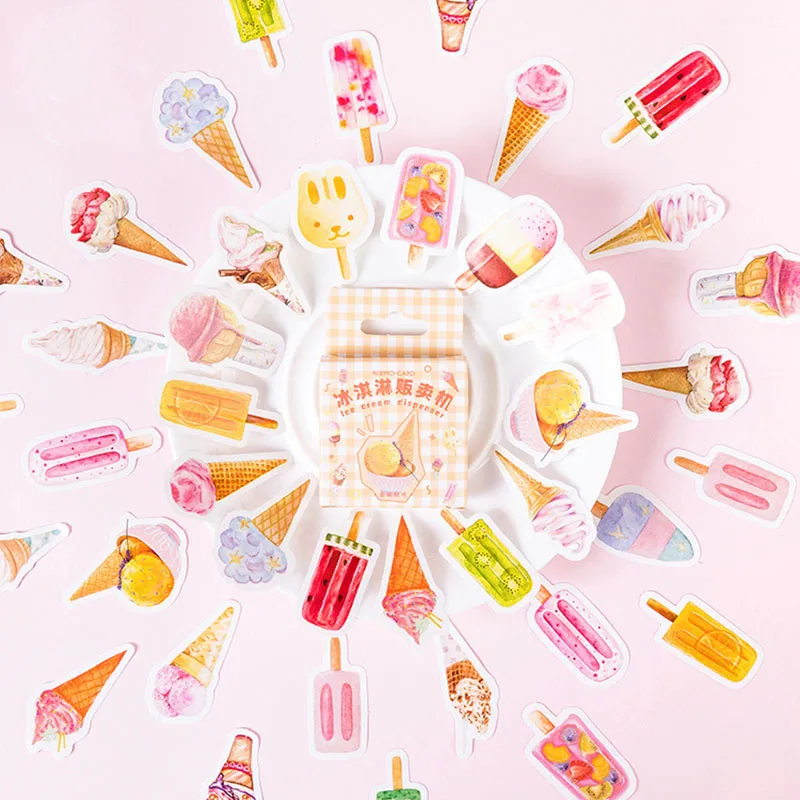 

46Pcs Cute Stickers Kawaii Ice Cream Stickers Bullet Journal Paper Sticker For Kids DIY Scrapbooking Diary Albums Classic Toys