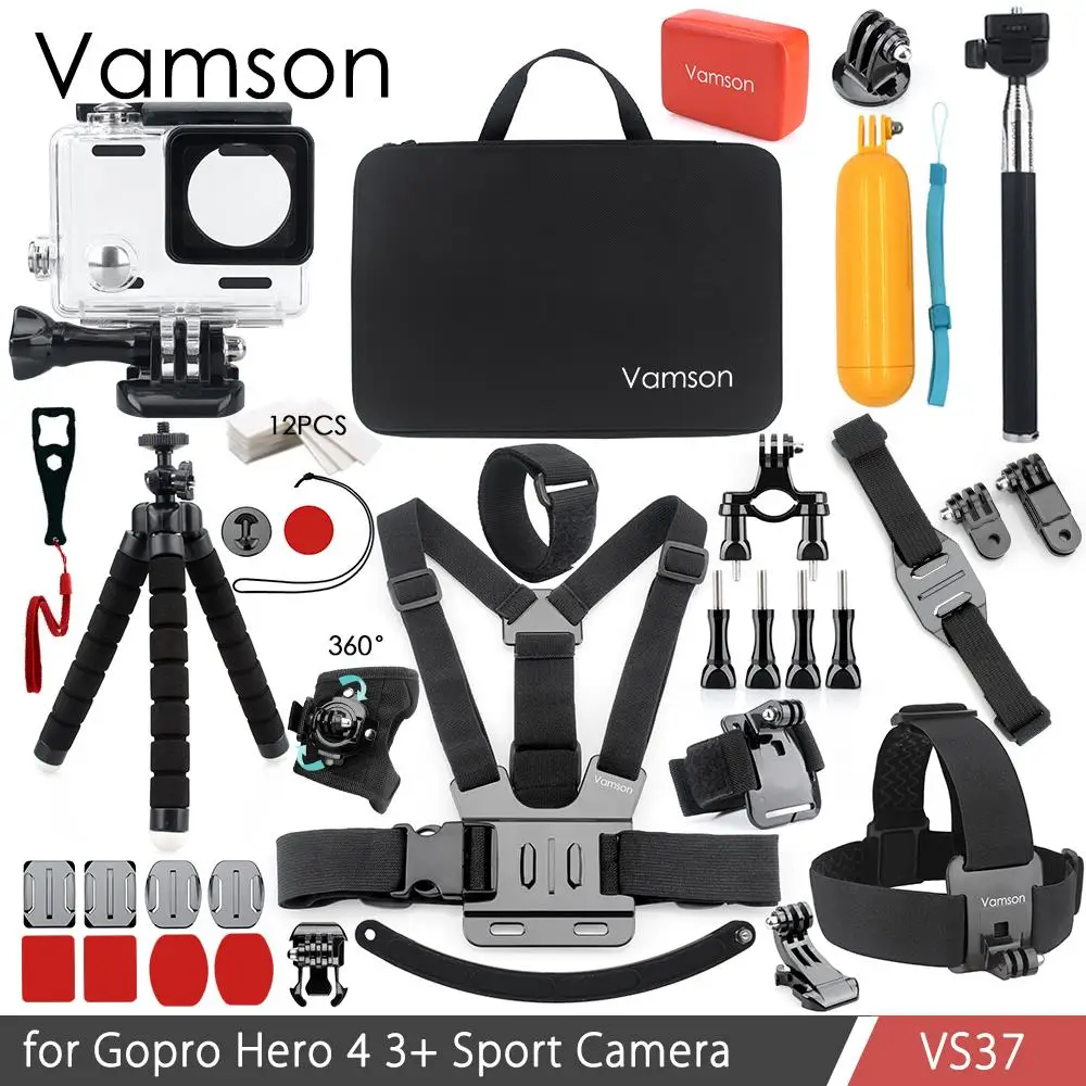 

Vamson for Go Pro Accessories Waterproof Housing Case 360 Hand Strip Tripod Big Box for Gopro Hero 4 3+ Sports Camera VS37