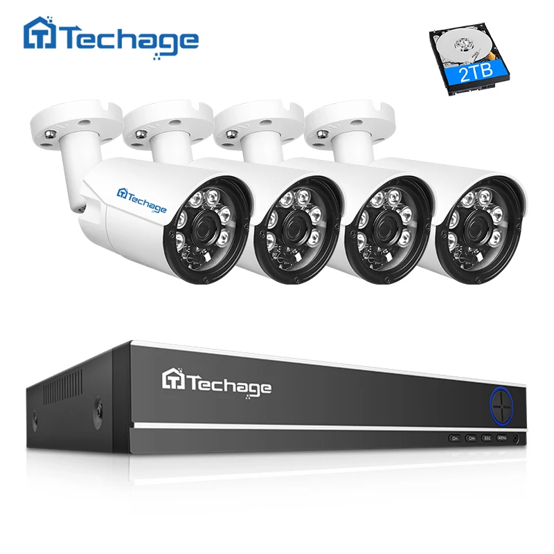 Techage 8CH 4MP AHD DVR CCTV система безопасности 4 шт. Водонепроницаемая наружная камера IR