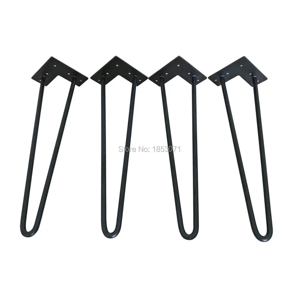 

46cm BLACK Table Hairpin Legs,2 ROD 1/2" Solid Metal Bar,Metal Hairpin Legs for Bench and Table in Modern House