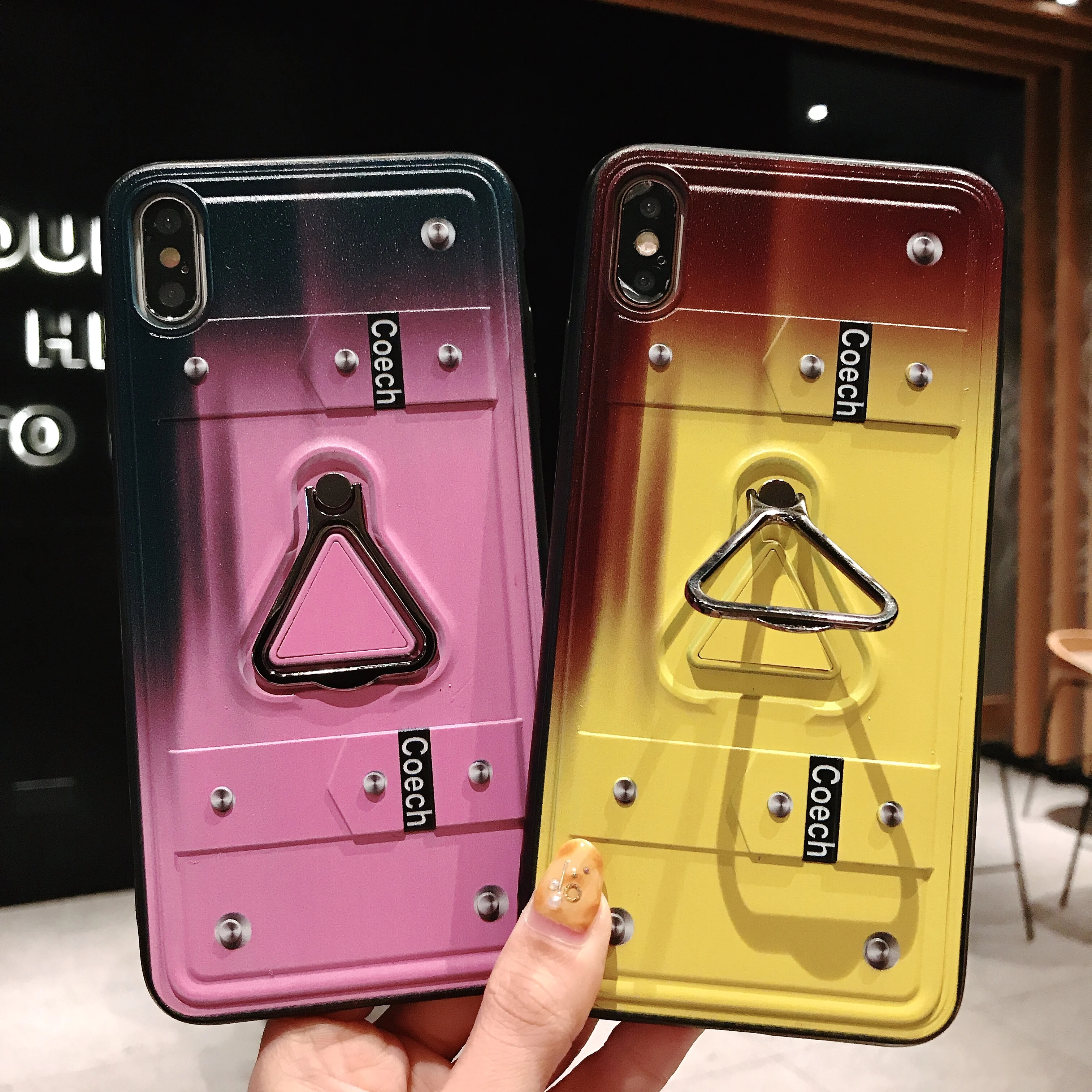 

Starktni Gradient Case Cover With Finger Ring For iphone 6 S 6Plus X XS MAX Hard Case Coque With Kickstand For iphone XR 7 8Plus