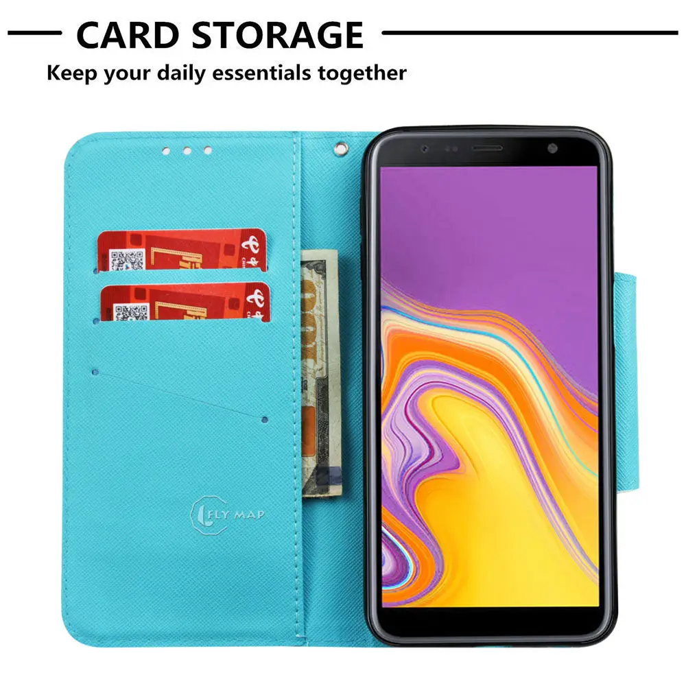 Большой чехол кошелек для Samsung Galaxy J4 Plus 2018 + SM J415 Чехол книжка из искусственной