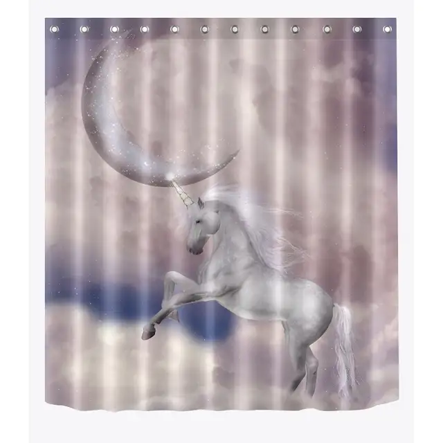 Galaxy Magical Unicorn Waterproof Shower Curtain Bath Wall Hangings 5 Size Hooks