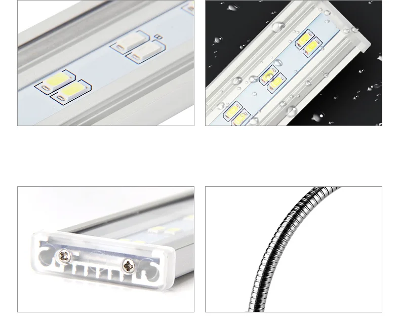 Светодиодный светильник для аквариума из алюминиевого сплава, лампа для аквариума с гибким зажимом, белый и синий цвета светильник ing 3 Вт 7 Вт 12 Вт 14 Вт 16 Вт 18 Вт