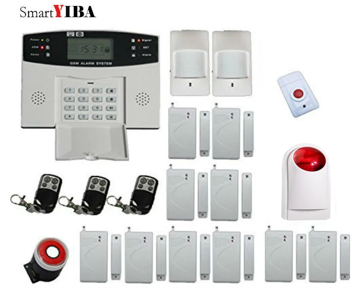 

SmartYIBA LCD Display Telephone Line Auto Dial Home Burglar GSM ALARM SYSTEM Voice Prompt Intelligent Intruder SECURITY SYSTEM