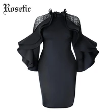 3XL Rosetic Gótico Vestido Das Mulheres Plus Size Vestido Preto Bodycon Vestidos 2018 Vestido De Festa Vestidos de Manga Longa Nova Goth roupas