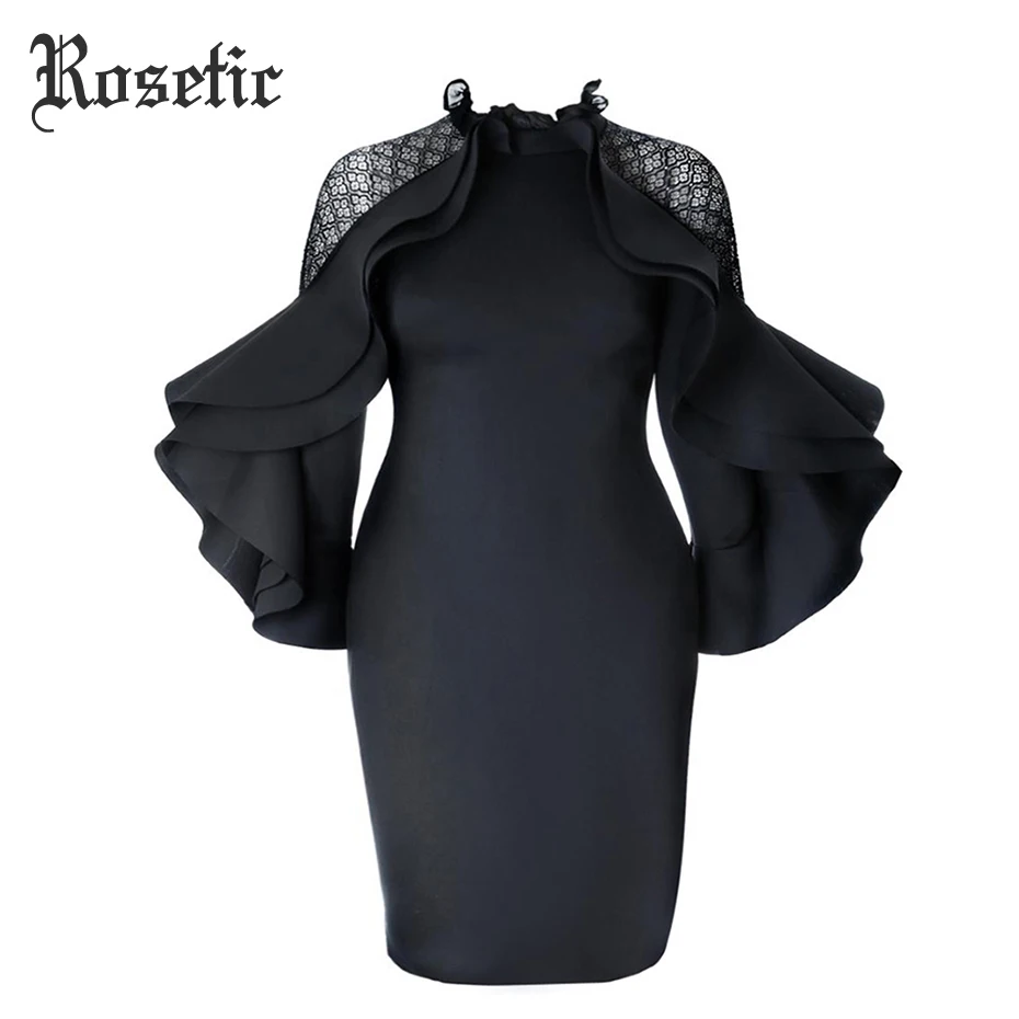 

Rosetic Gothic Women Dress Plus Size Dress 3XL Black Bodycon Dresses 2019 Vestido De Festa Dresses Long Sleeve New Goth Clothes