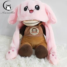 Модная кепка с качающейся головой, кроличьи уши, плюшевая Милая Кепка с подушкой безопасности, подвижная светящаяся Красная шапка с ушками