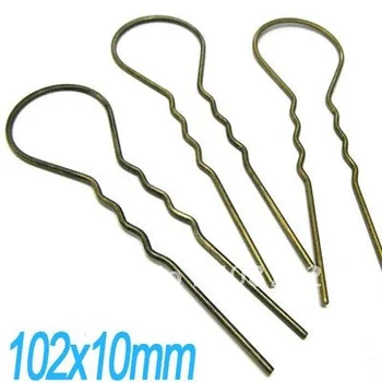 

Free shipping!!! 100piece/lot LARGE Antique Bronze U shape large head hair pins 102mm