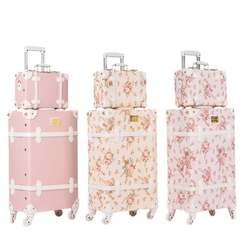 

LeTrend Retro 26 inch Spinner Rolling Luggage Set Cute Travel Bag Trolley Women Students Suitcase Wheels Vintage Cabin Trunk
