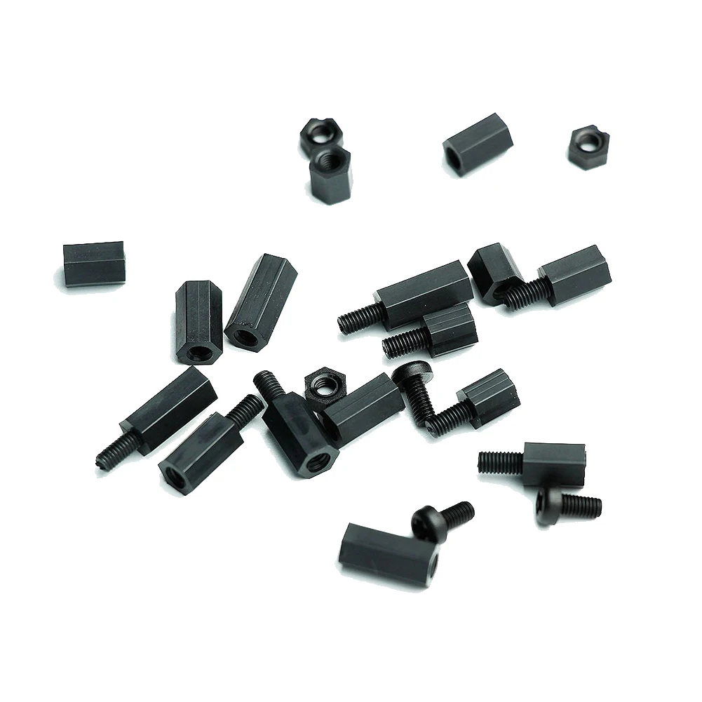 

300pcs M3 Nylon Hex Screw Nut Spacer Standoff Varied Length Assortment Black