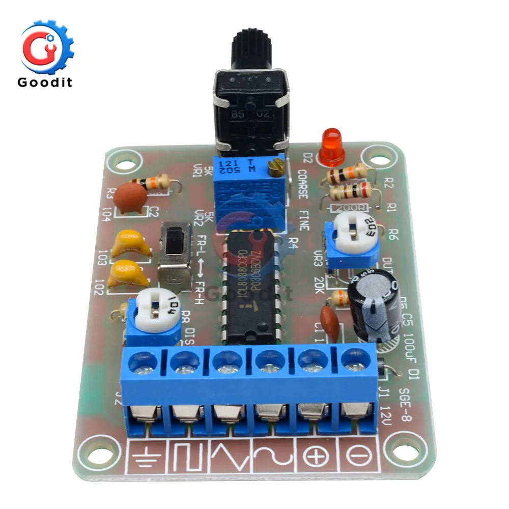 1 компл. ICL8038 монолитная функция генератор сигналов Модуль синуса квадратный треугольник сварной DIY Kit синус квадратный треугольник