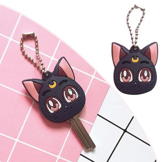 Cute Sailor Moon Luna Cat Keychain