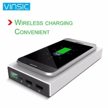 Vinsic 12000MAH Portable Qi Standard Wireless Fast Charger Dual USB External Power Bank Battery Charger for Smartphones