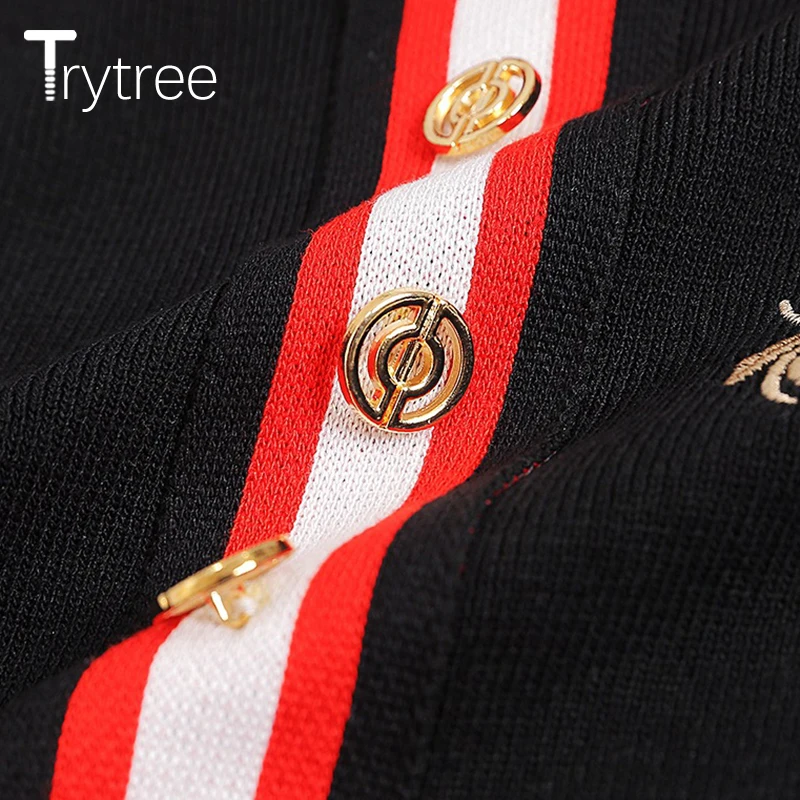 Женское Повседневное платье рубашка Trytree элегантное офисное с вышивкой пчелы и