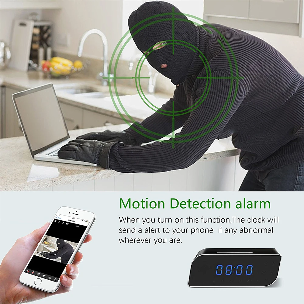 Миниатюрные настольные часы 1080 P WiFi умные зеркальные камера с ночным видением