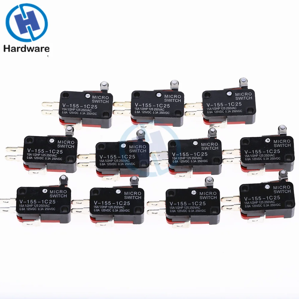 

10PCS V-155-1C25 Snap Action Push Button SPDT Momentary Micro Limit Switch