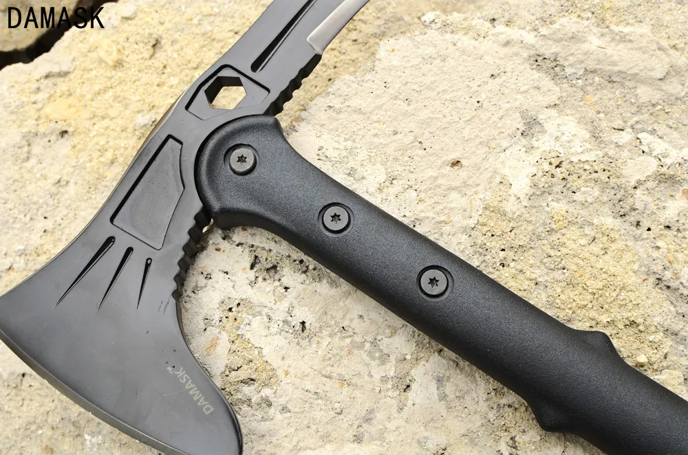 High Carbon Steel Double Edged Wild Survival Axe Damask Tomahawk Hatchet Fire Ice Rescue Axe Outdoor Hand tool Zombie Preppers