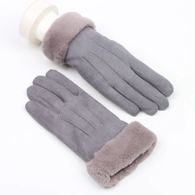 DEER Story Женские Элегантные перчатки для вождения с сенсорным экраном зимние ветрозащитные теплые розовые черные длинные женские перчатки - Цвет: Grey