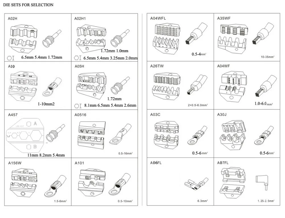 Сменные обжимные плоскогубцы для AM-10/AM-30 пневматические обжимные инструменты и EM-6B1/2 электрические обжимные инструменты