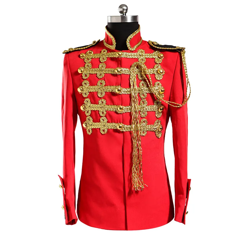 Stage wear red jacket Men's prom blazer Plus size Male royal formal dress set male formal