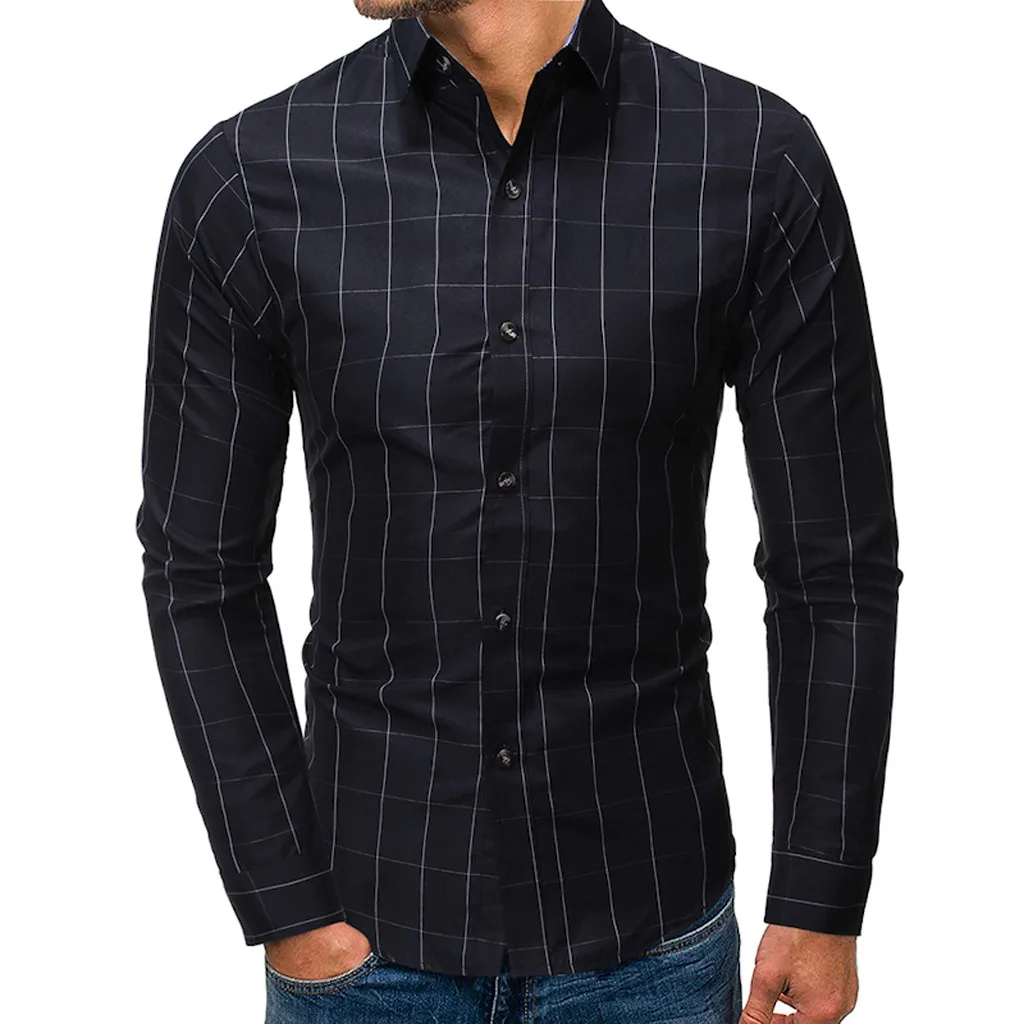 Рубашка camisa masculina мужская рубашка мужские рубашки chemise homme Кнопка отложной воротник Slim Fit длинный рукав рубашка Z4