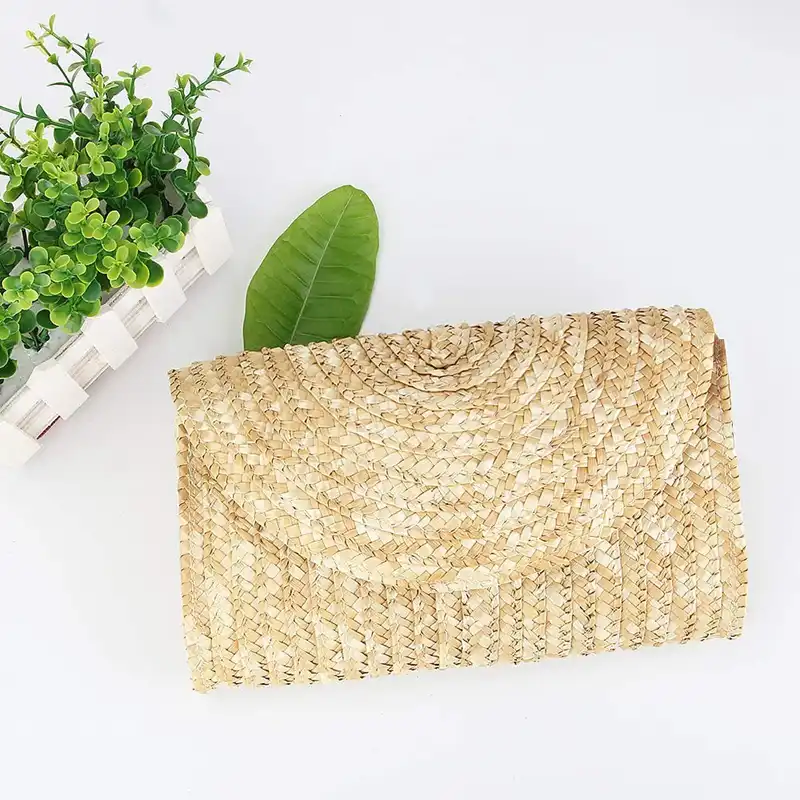 わら財布女性夏のビーチのハンドバッグ 結婚式の封筒財布色 ブラウン ショッピングバッグ Aliexpress