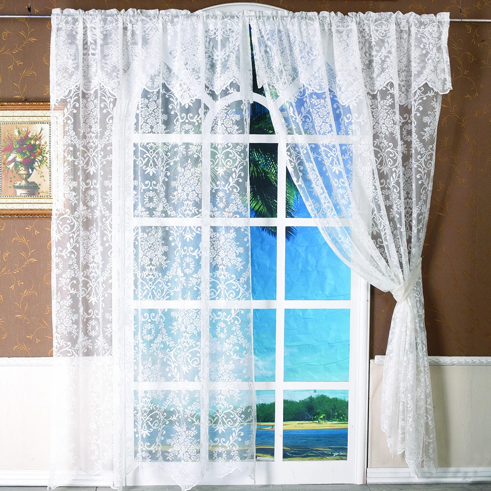 

Semi Transparent Curtain, Jacquard Window Treatment Eyelet Voile Curtains for Bedroom