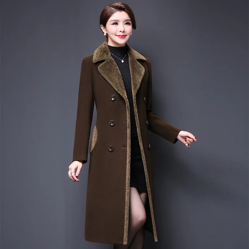 Manteau Paragraphe 4xl Automne Taille À Laine Double Plus Femelle Femmes Nouveau H130 Brown Pardessus Pourpre Survêtement Hiver Long Breasted De dark La Mince 2018 Épais TfqzIq