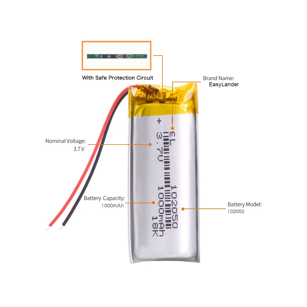 

1000mah lithium-ion polymer battery 3.7 V 102050 For MP3 MP4 MP5 GPS KTV household battery amplifier audio computer microphone