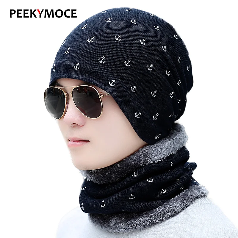 

Winter hat Men Skullies Beanies For Women Scarf Caps Balaclava Mask Gorras Thick warm Bonnet Soft casual plus velvet Knitted Hat